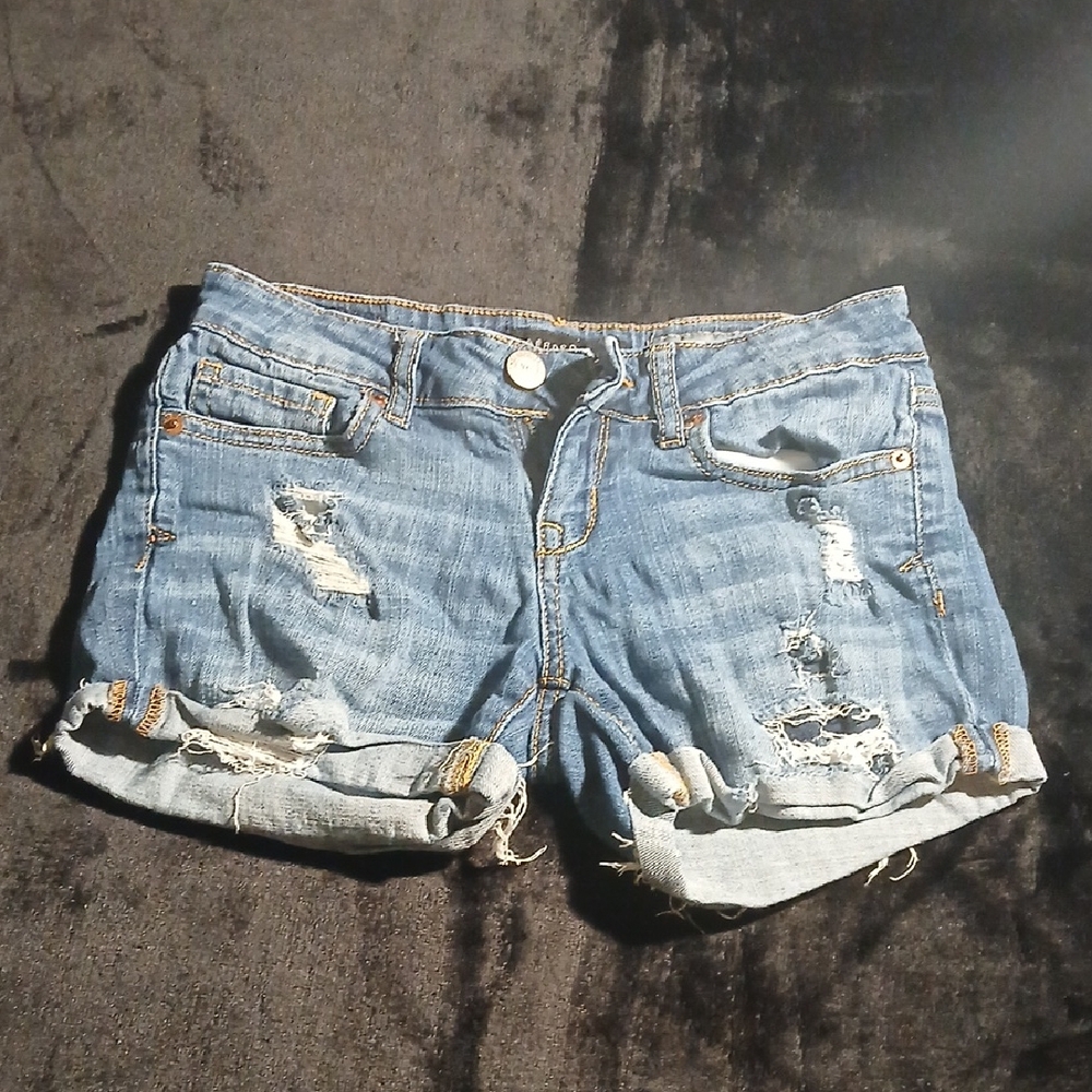 Aeropostale Light Blue Distressed Jean Shorts
